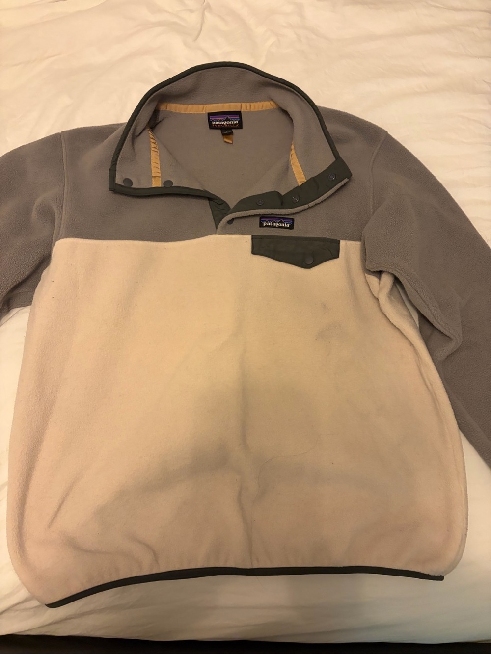 Patagonia Men’s Two-Tone Zip Fleece - Gray & Cream